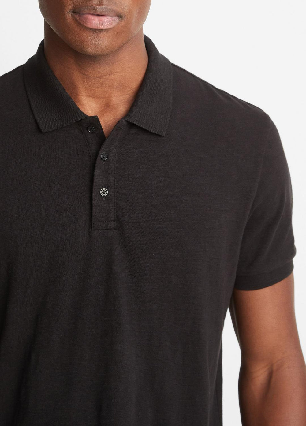 Classic Slub Polo Shirt in Henleys & Polos - BLACK