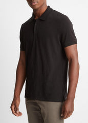 Classic Slub Polo Shirt in Henleys & Polos - BLACK