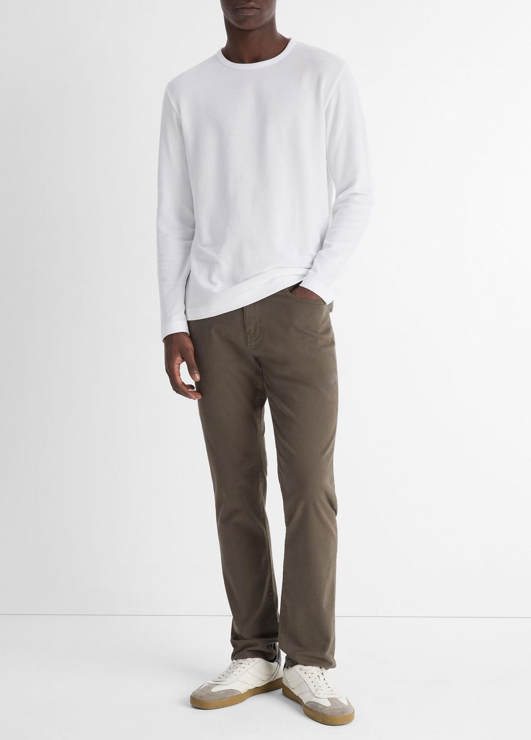 Pima Cotton Piqué Long-Sleeve T-Shirt in Long Sleeve - OPTIC WHITE