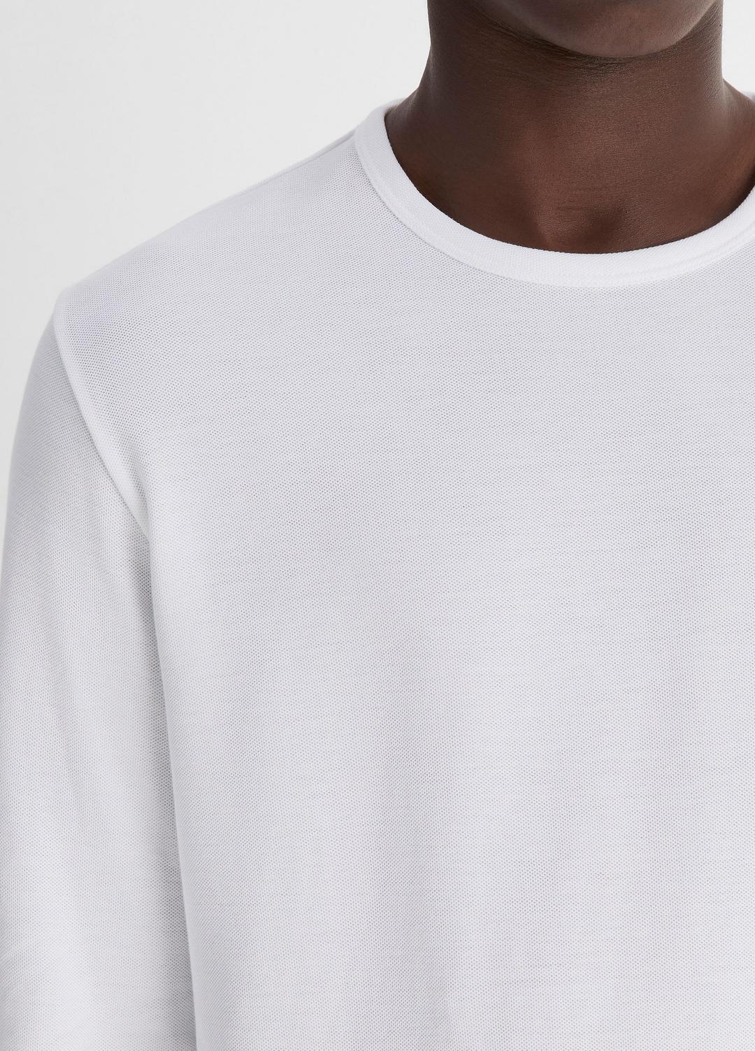 Pima Cotton Piqué Long-Sleeve T-Shirt in Long Sleeve - OPTIC WHITE