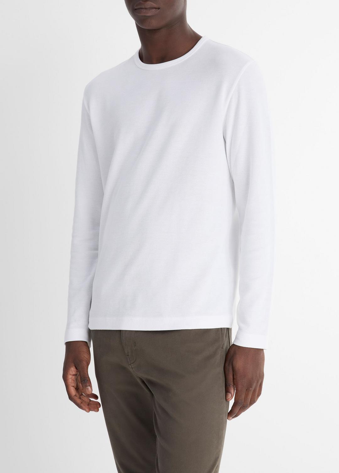 Pima Cotton Piqué Long-Sleeve T-Shirt in Long Sleeve - OPTIC WHITE