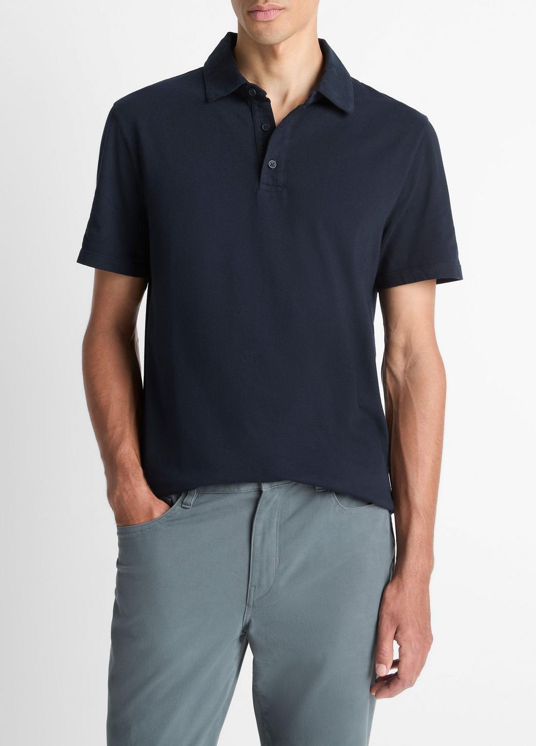 Garment Dye Cotton Polo Shirt in Henleys & Polos - WASHED COASTAL