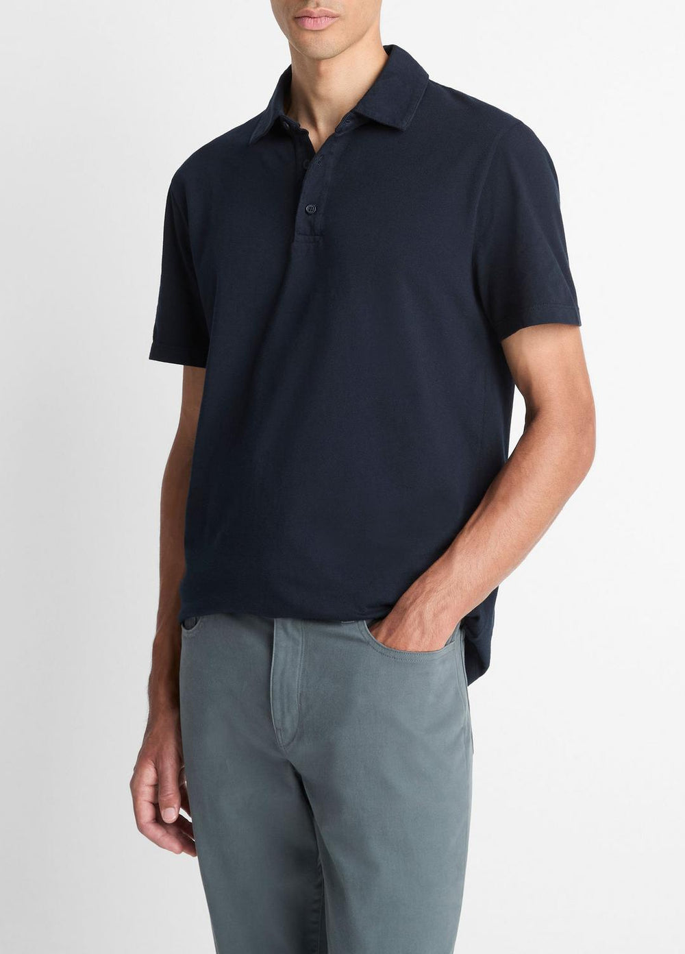 Garment Dye Cotton Polo Shirt in Henleys & Polos - WASHED COASTAL