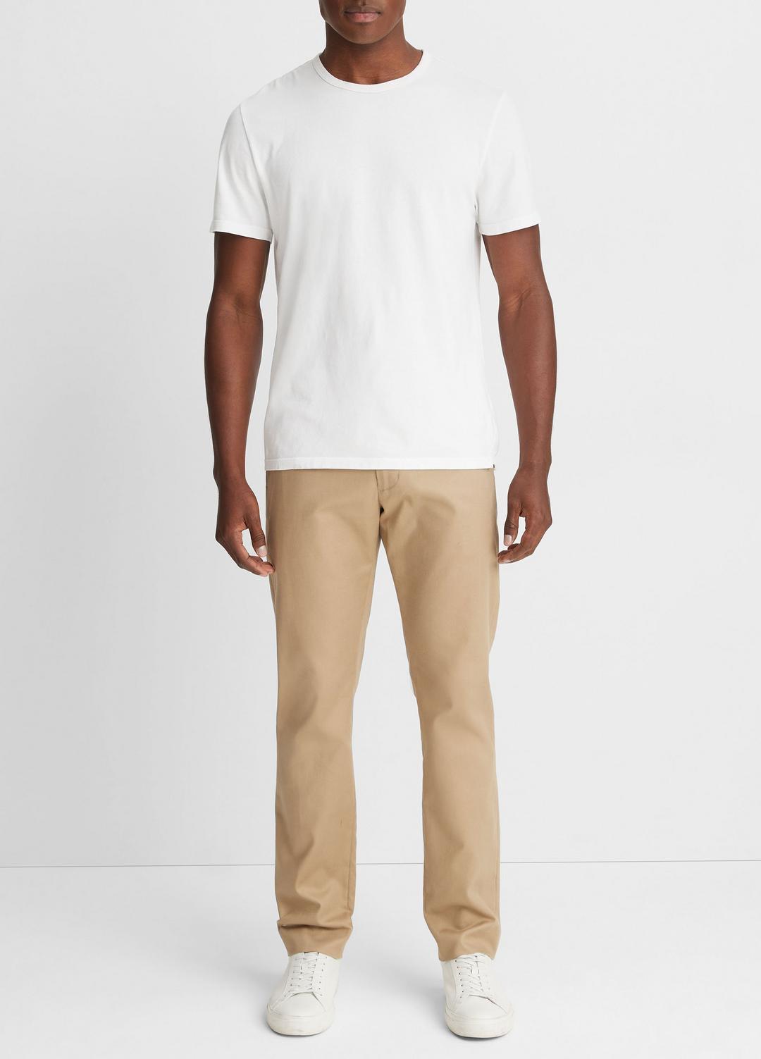 Garment Dye Cotton T-Shirt in Short Sleeve - OPTIC WHITE