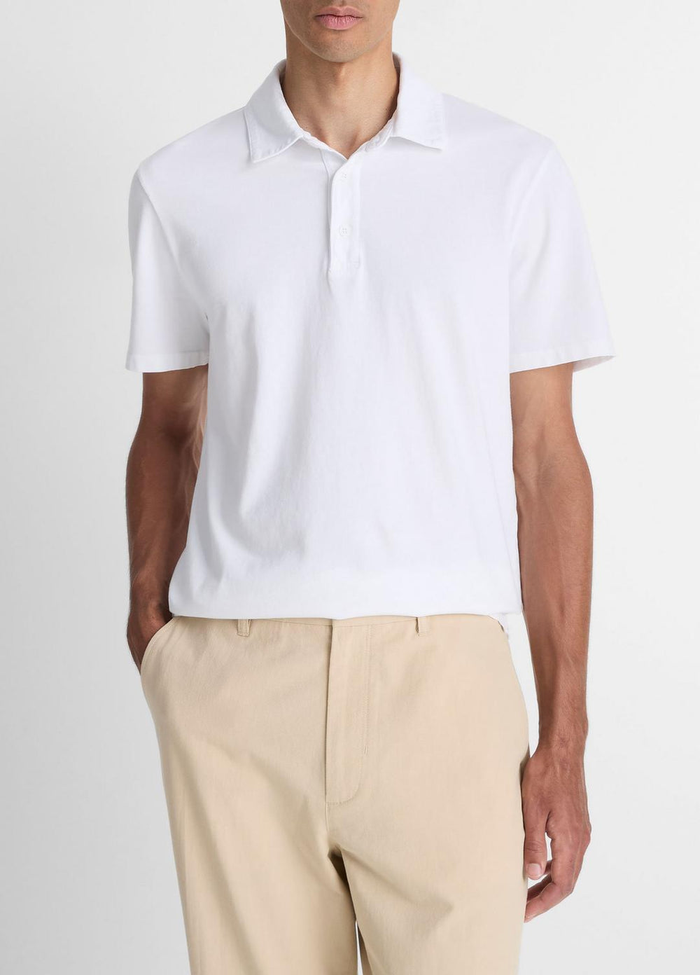 Garment Dye Cotton Polo Shirt in Henleys & Polos - OPTIC WHITE