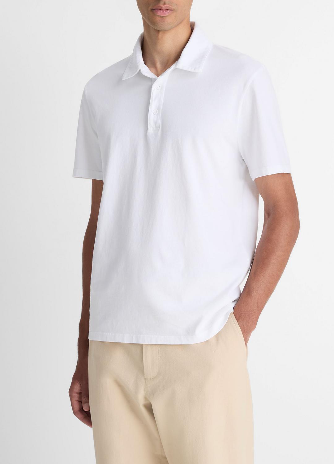 Garment Dye Cotton Polo Shirt in Henleys & Polos - OPTIC WHITE