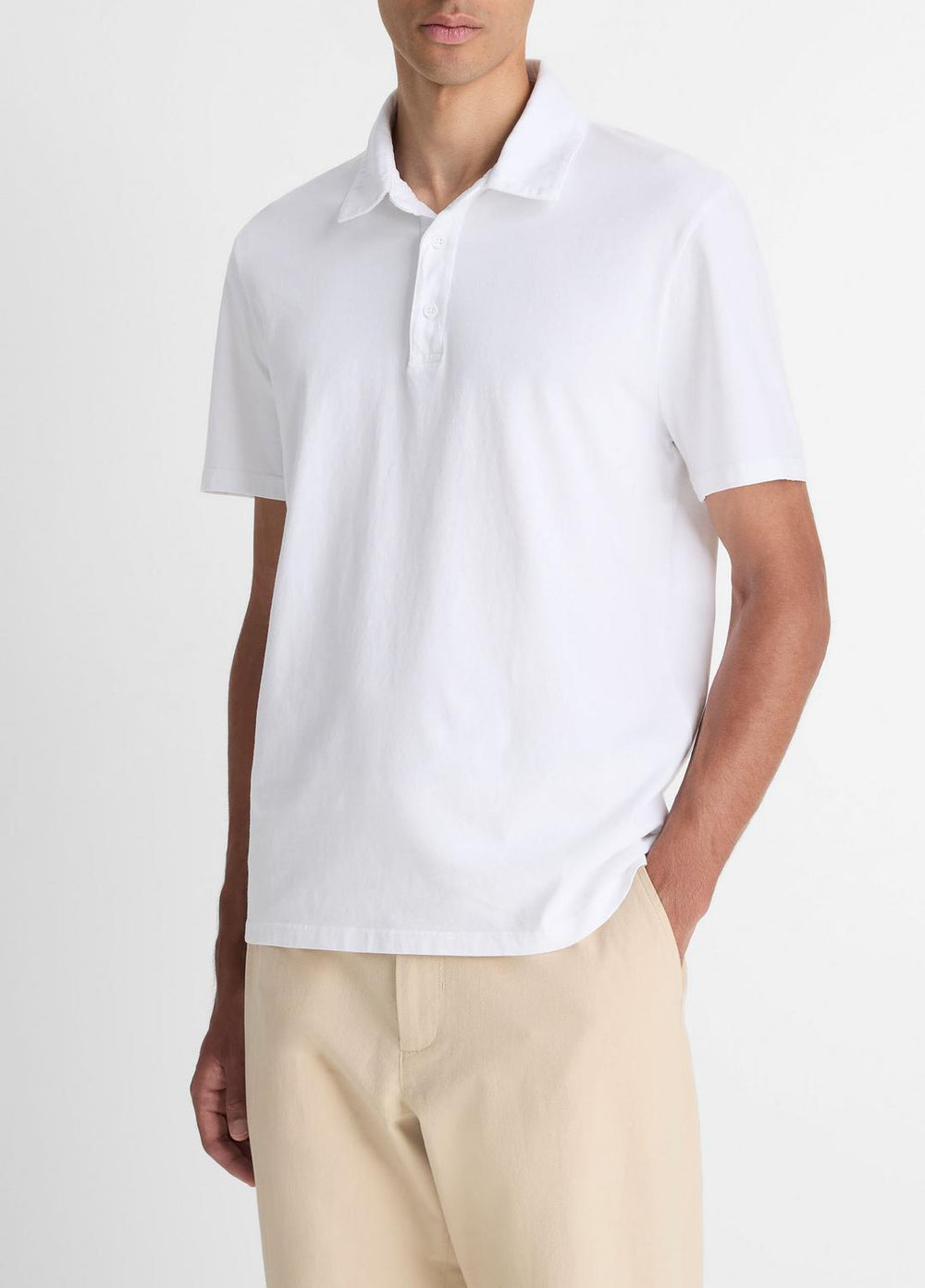 Garment Dye Cotton Polo Shirt in Henleys & Polos - OPTIC WHITE