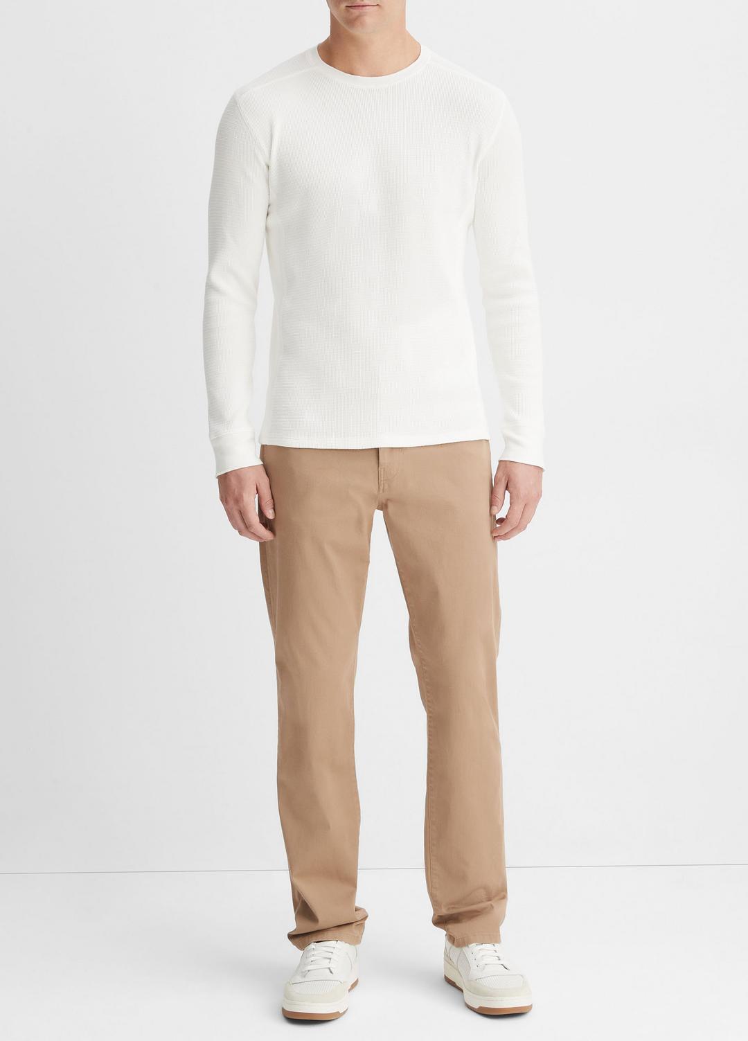Pima Cotton-Blend Thermal Long-Sleeve Pullover in Long Sleeve - OFF WHITE