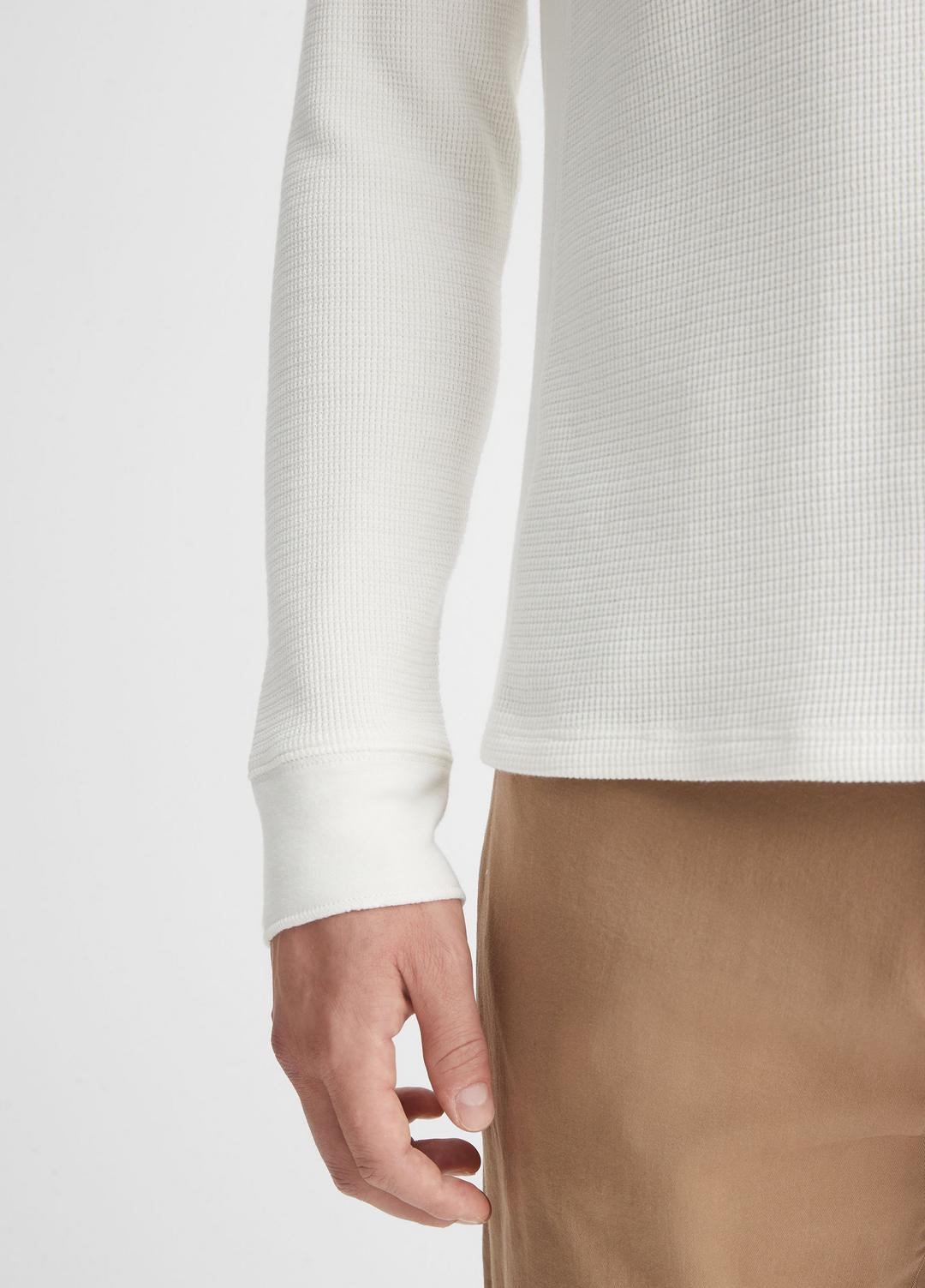 Pima Cotton-Blend Thermal Long-Sleeve Pullover in Long Sleeve - OFF WHITE