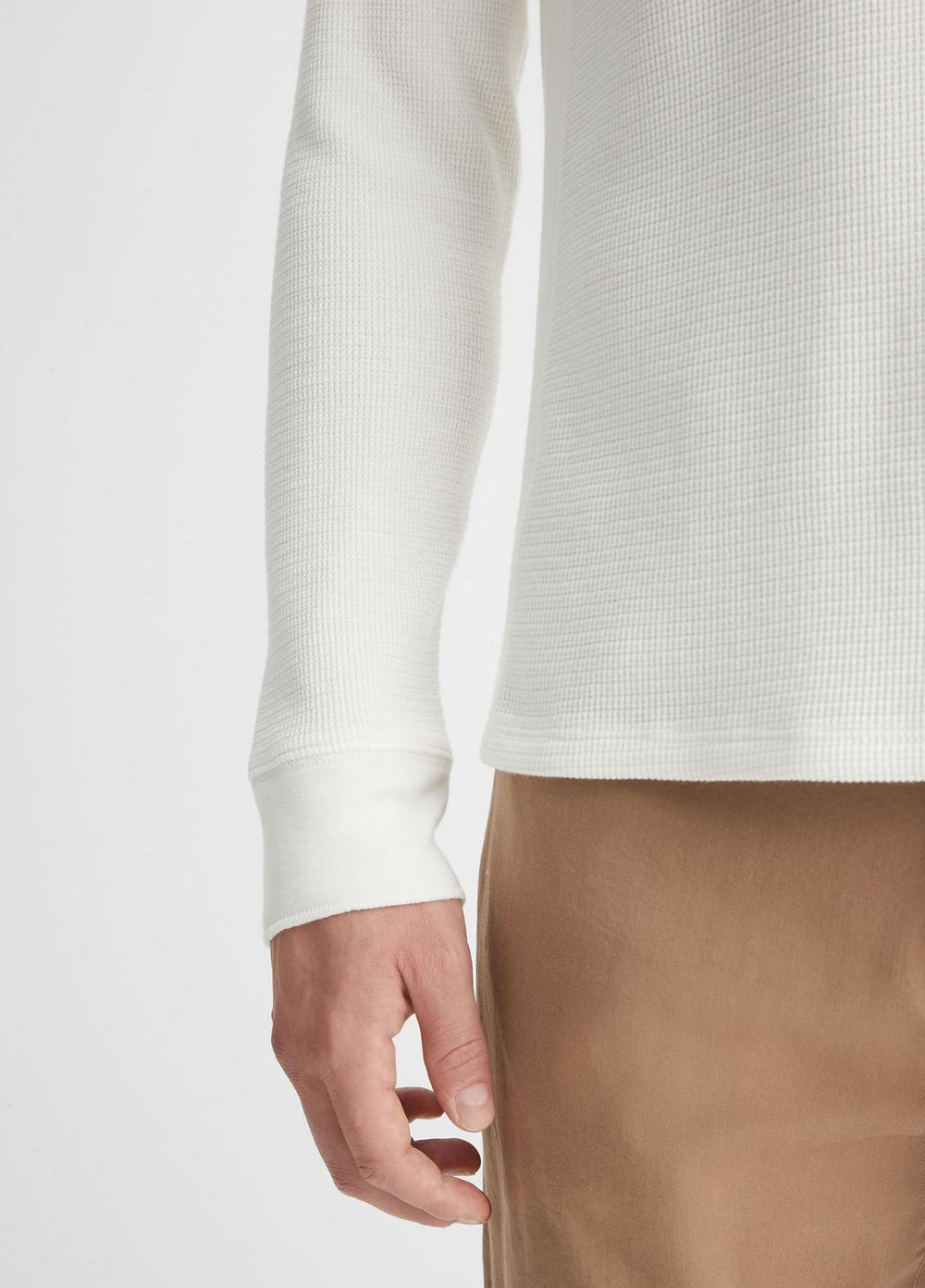 Pima Cotton-Blend Thermal Long-Sleeve Pullover in Long Sleeve - OFF WHITE