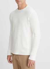 Pima Cotton-Blend Thermal Long-Sleeve Pullover in Long Sleeve - OFF WHITE
