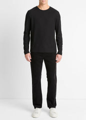 Pima Cotton Piqué Long-Sleeve T-Shirt in Long Sleeve - BLACK