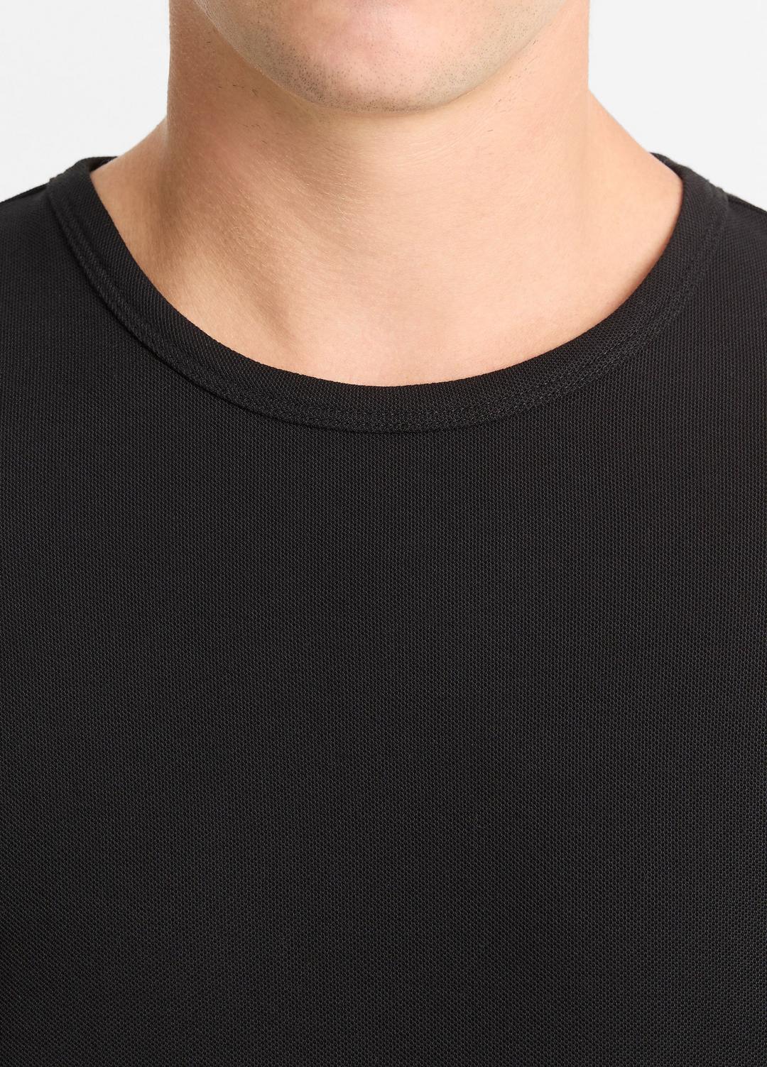 Pima Cotton Piqué Long-Sleeve T-Shirt in Long Sleeve - BLACK