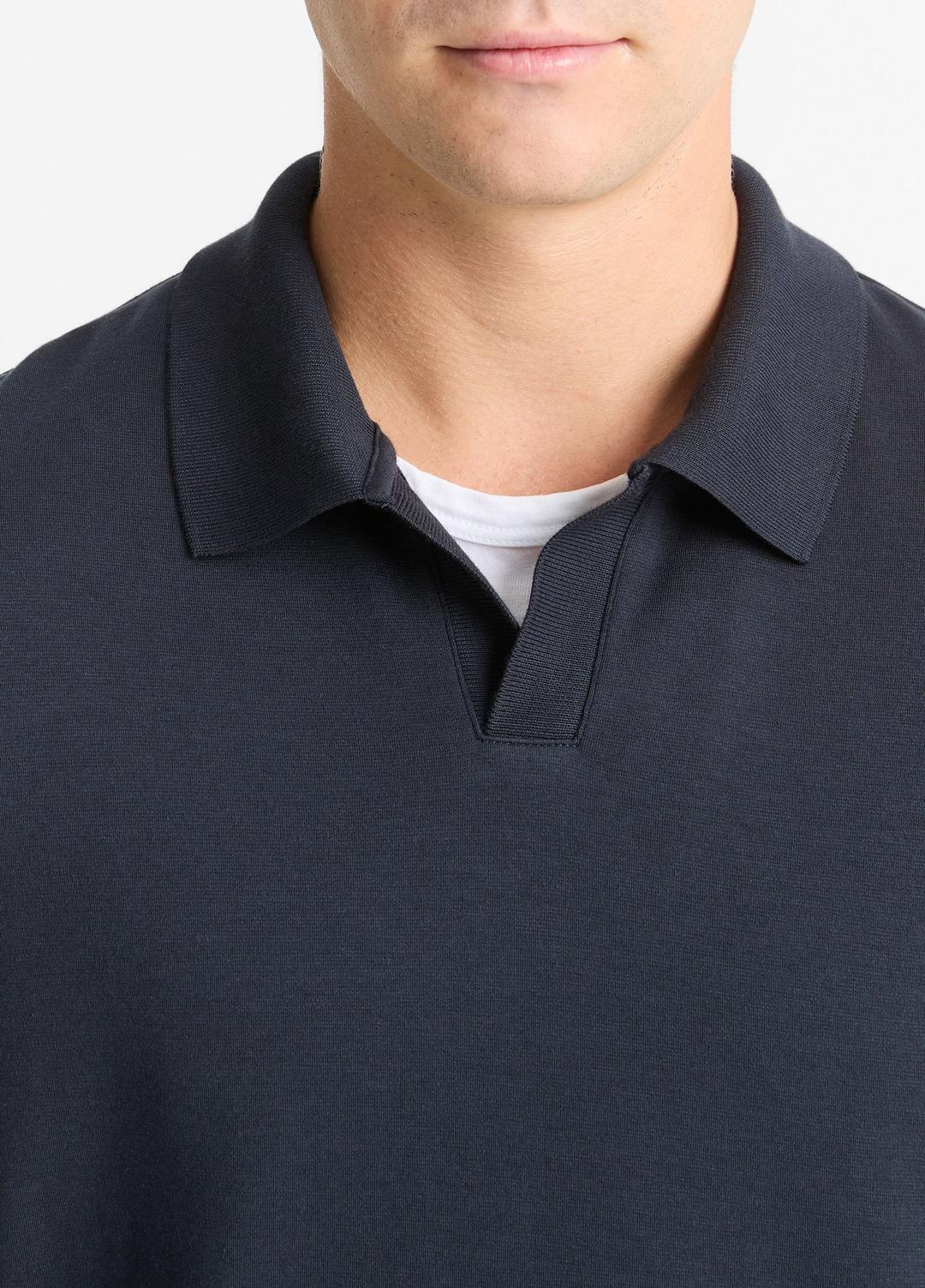 Milano Pima Cotton-Blend Johnny-Collar Shirt in Long Sleeve - COASTAL BLUE