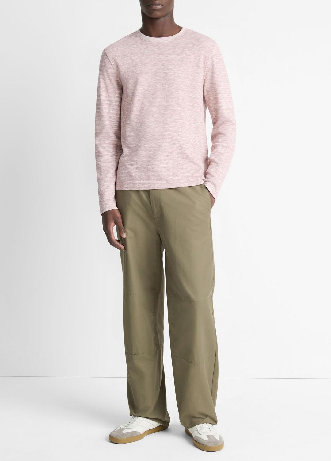 Space-Dye Cotton-Blend Long-Sleeve T-Shirt in Long Sleeve - MALBEC/OFF WHITE