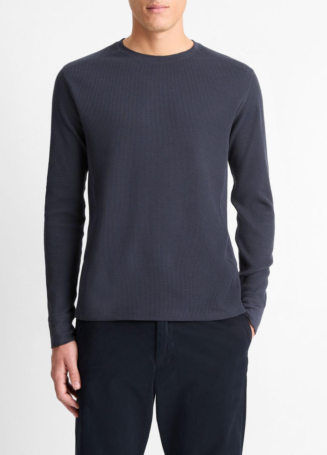 Pima Cotton-Blend Thermal Long-Sleeve Pullover in Long Sleeve - COASTAL BLUE