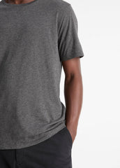 Pima Cotton Crew Neck T-Shirt in Short Sleeve - HEATHER CARBON