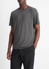 Pima Cotton Crew Neck T-Shirt in Short Sleeve - HEATHER CARBON