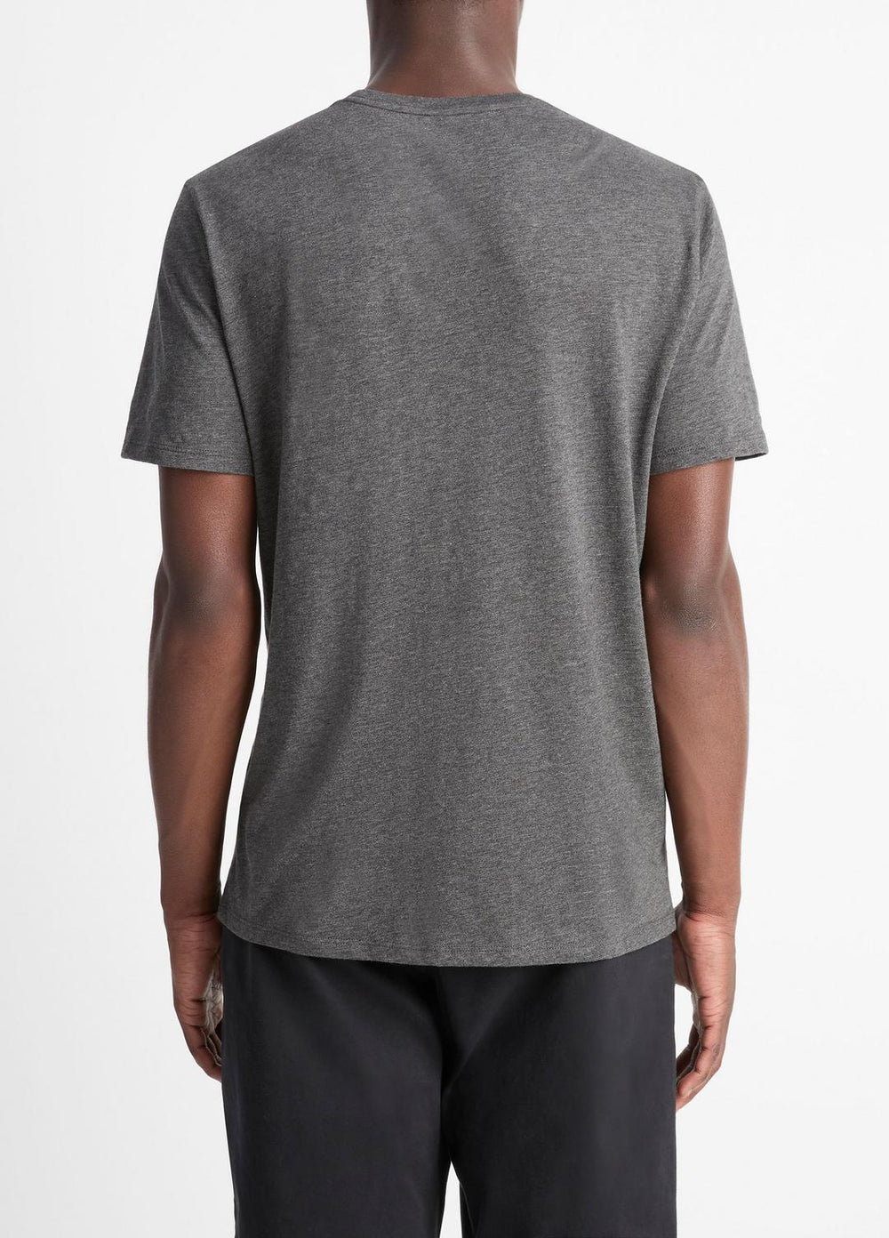 Pima Cotton Crew Neck T-Shirt in Short Sleeve - HEATHER CARBON