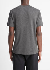 Pima Cotton Crew Neck T-Shirt in Short Sleeve - HEATHER CARBON