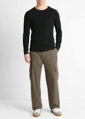 Pima Cotton-Blend Thermal Long-Sleeve Pullover in Long Sleeve - BLACK