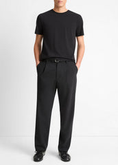 Pima Cotton Crew Neck T-Shirt in Short Sleeve - BLACK