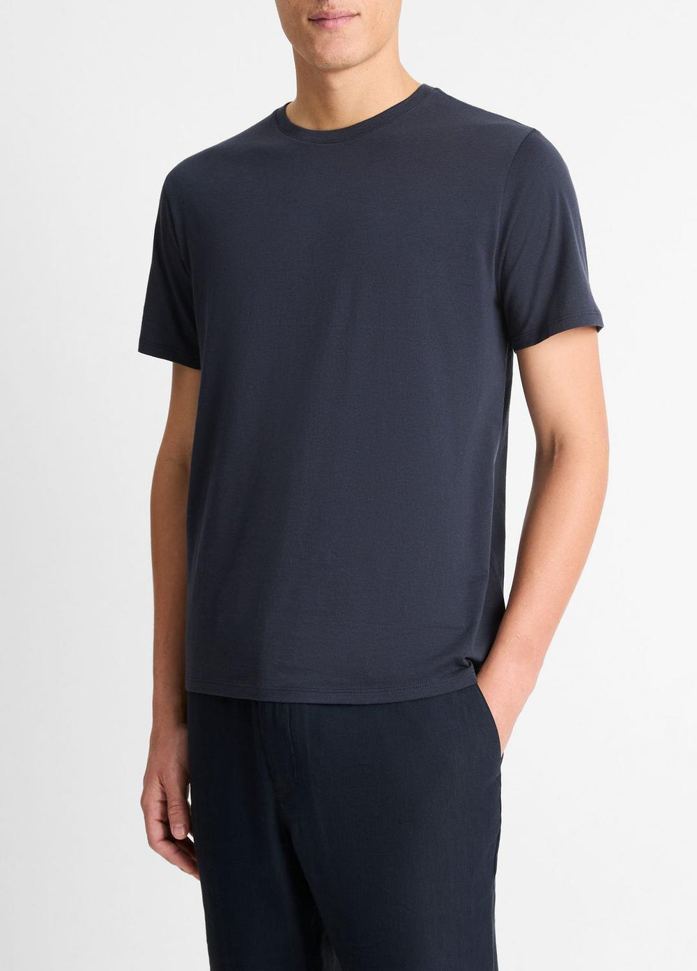 Pima Cotton Crew Neck T-Shirt in Short Sleeve - COASTAL BLUE
