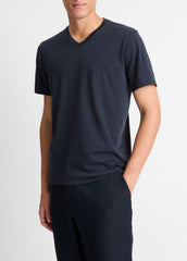 Pima Cotton V-Neck T-Shirt in Short Sleeve - COASTAL BLUE