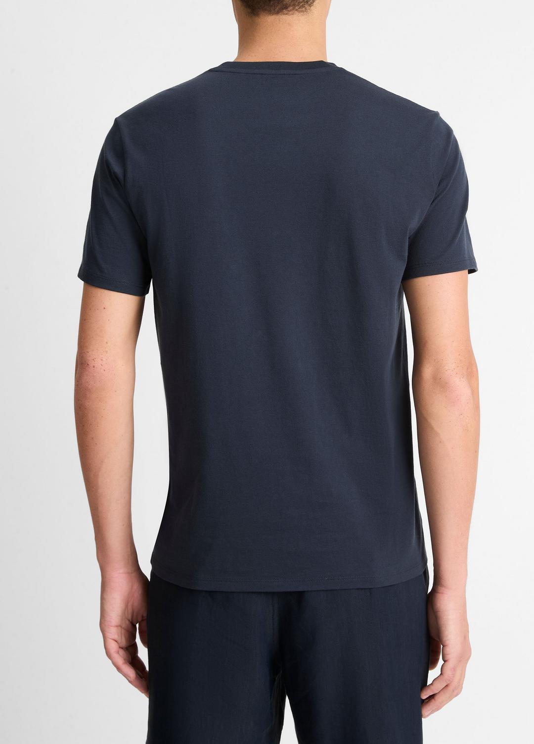 Pima Cotton V-Neck T-Shirt in Short Sleeve - COASTAL BLUE