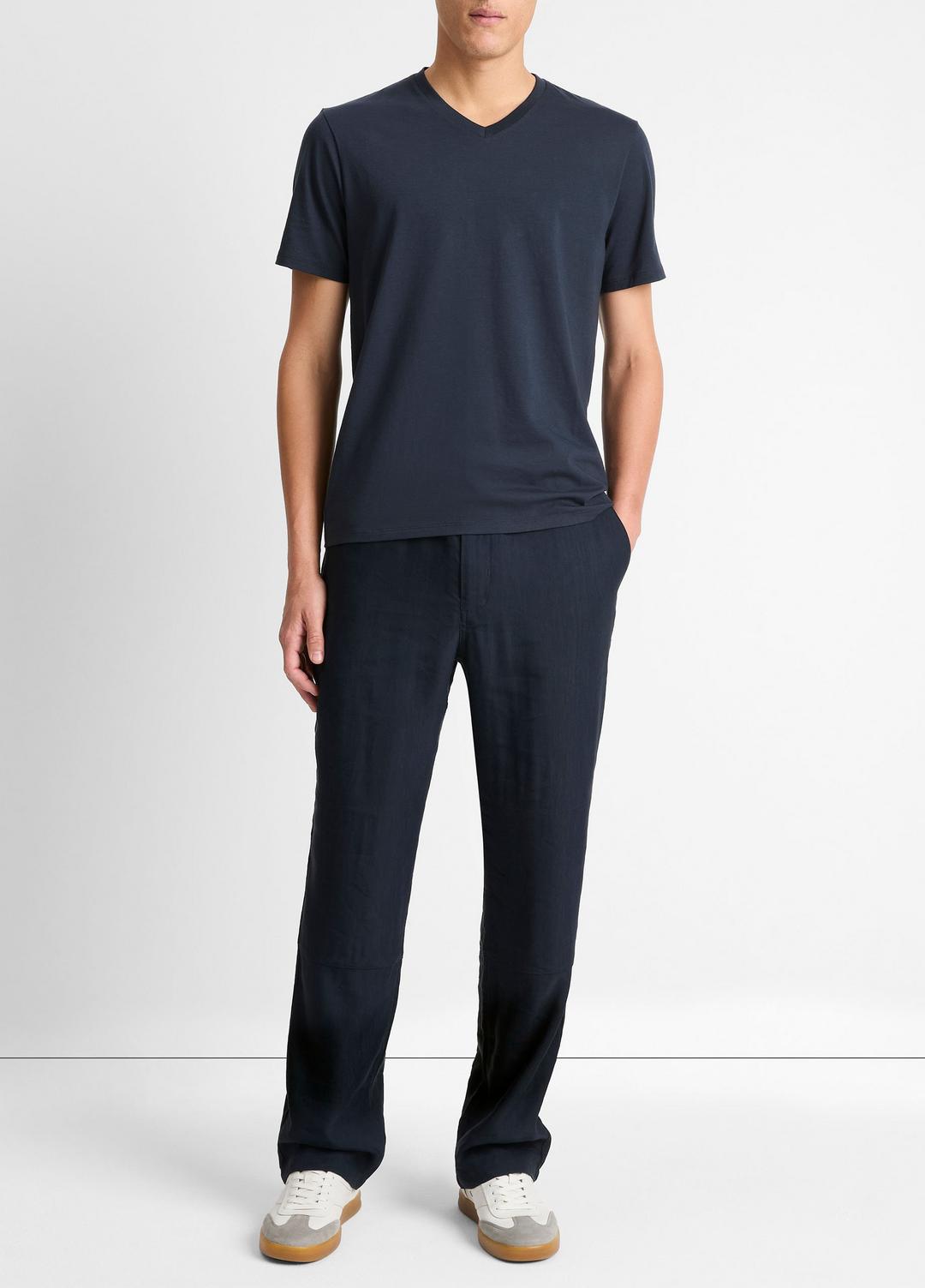 Pima Cotton V-Neck T-Shirt in Short Sleeve - COASTAL BLUE
