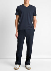 Pima Cotton V-Neck T-Shirt in Short Sleeve - COASTAL BLUE
