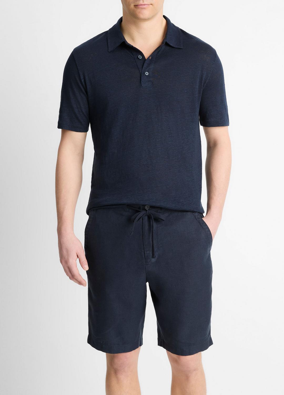 Linen Polo Shirt in Henleys & Polos - COASTAL BLUE