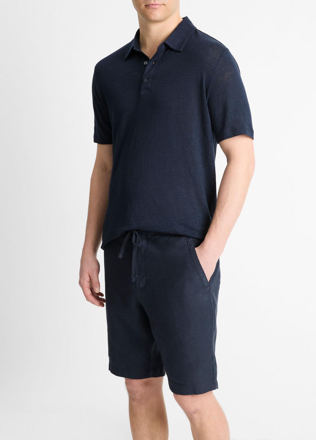 Linen Polo Shirt in Henleys & Polos - COASTAL BLUE