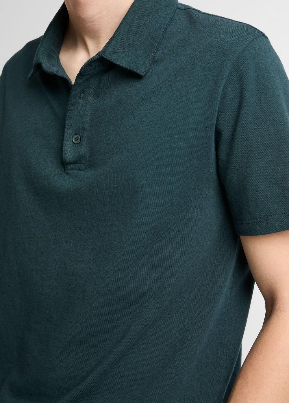 Garment Dye Cotton Polo Shirt in Short Sleeve - WASHED SEAWEED