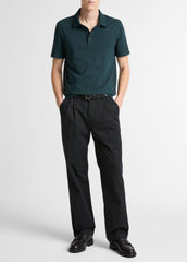 Garment Dye Cotton Polo Shirt in Short Sleeve - WASHED SEAWEED