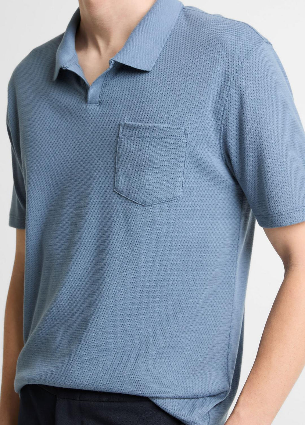 Garment Dye Cotton Polo Shirt in Short Sleeve - WASHED RAINWATER