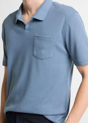 Garment Dye Cotton Polo Shirt in Short Sleeve - WASHED RAINWATER