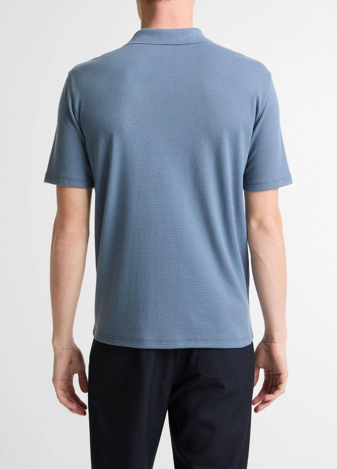 Garment Dye Cotton Polo Shirt in Short Sleeve - WASHED RAINWATER
