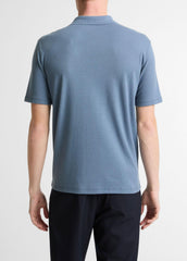 Garment Dye Cotton Polo Shirt in Short Sleeve - WASHED RAINWATER