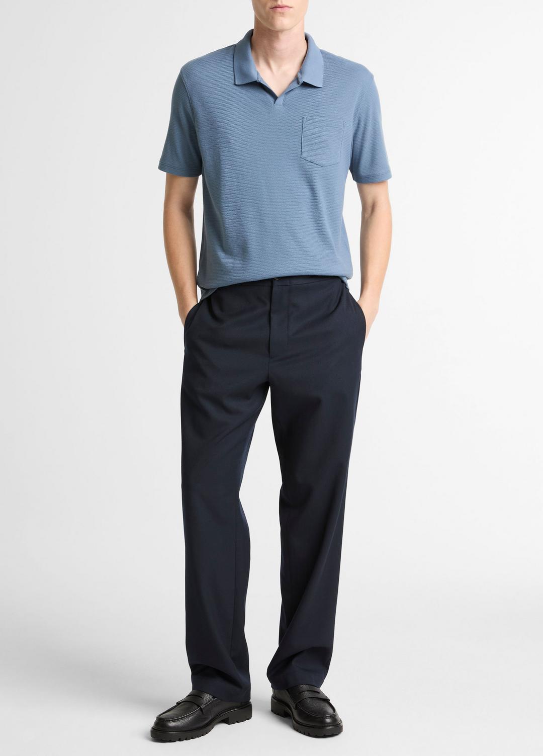 Garment Dye Cotton Polo Shirt in Short Sleeve - WASHED RAINWATER