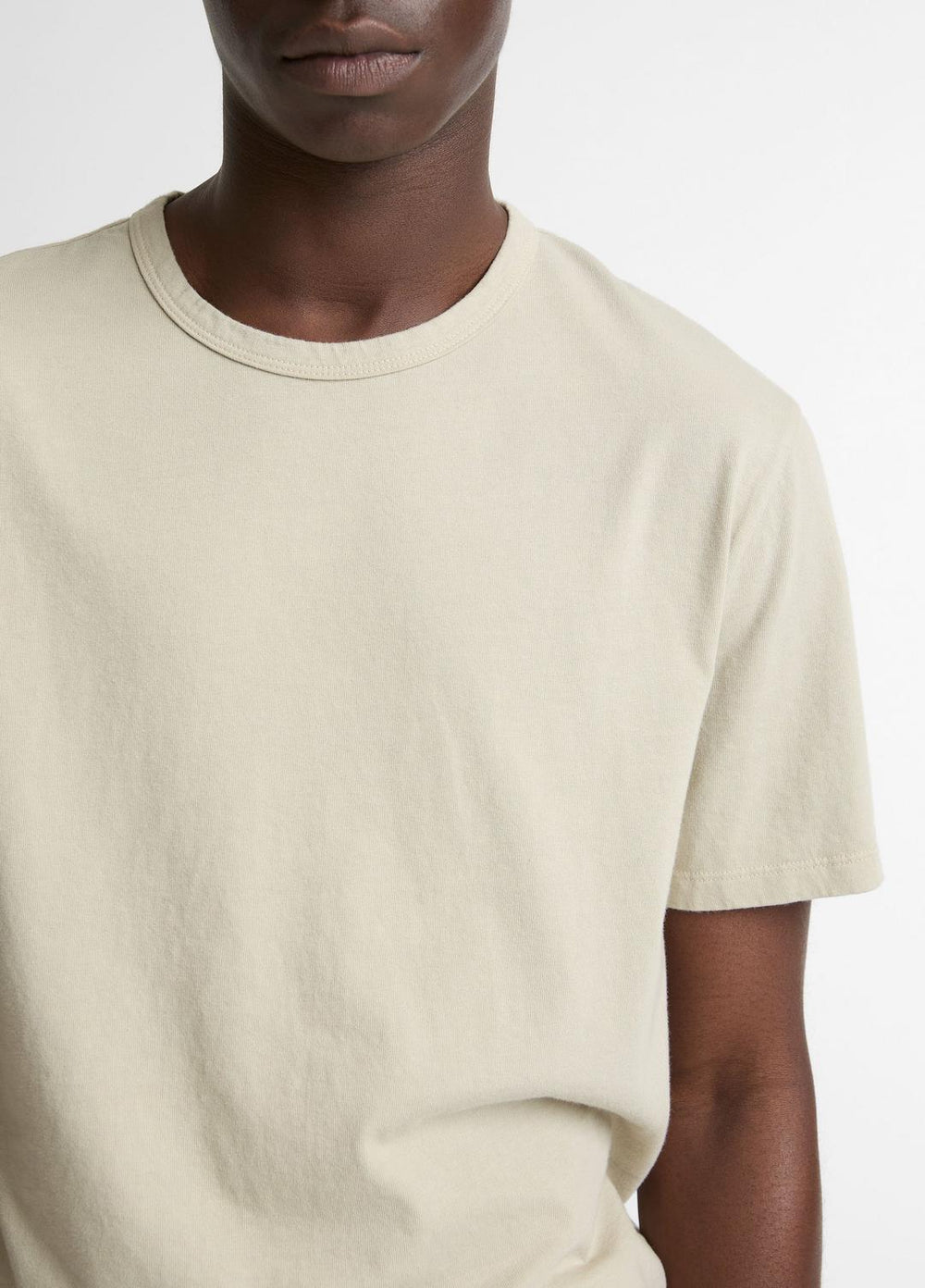 Garment Dye Cotton T-Shirt in Short Sleeve - WASHED PARCHMENT