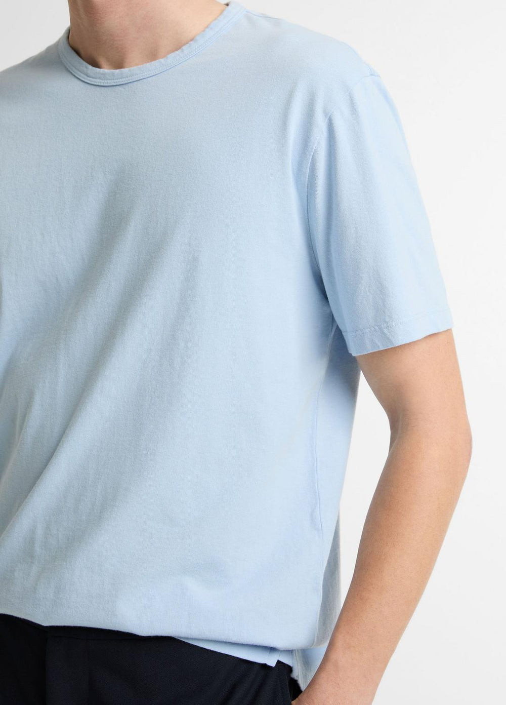 Garment Dye Cotton T-Shirt in Short Sleeve - WASHED RAINWATER
