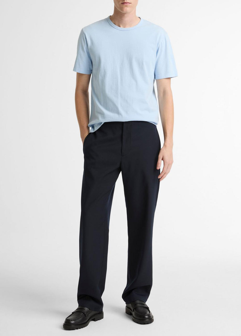 Garment Dye Cotton T-Shirt in Short Sleeve - WASHED RAINWATER