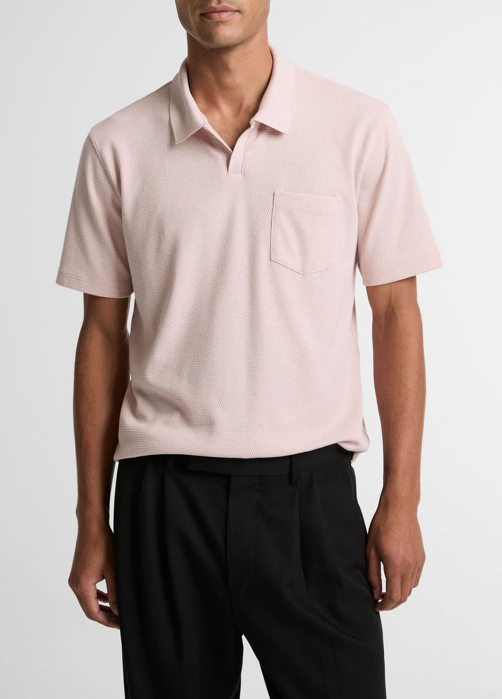 Cotton-Blend Johnny-Collar Polo Shirt in Henleys & Polos - PARADISE