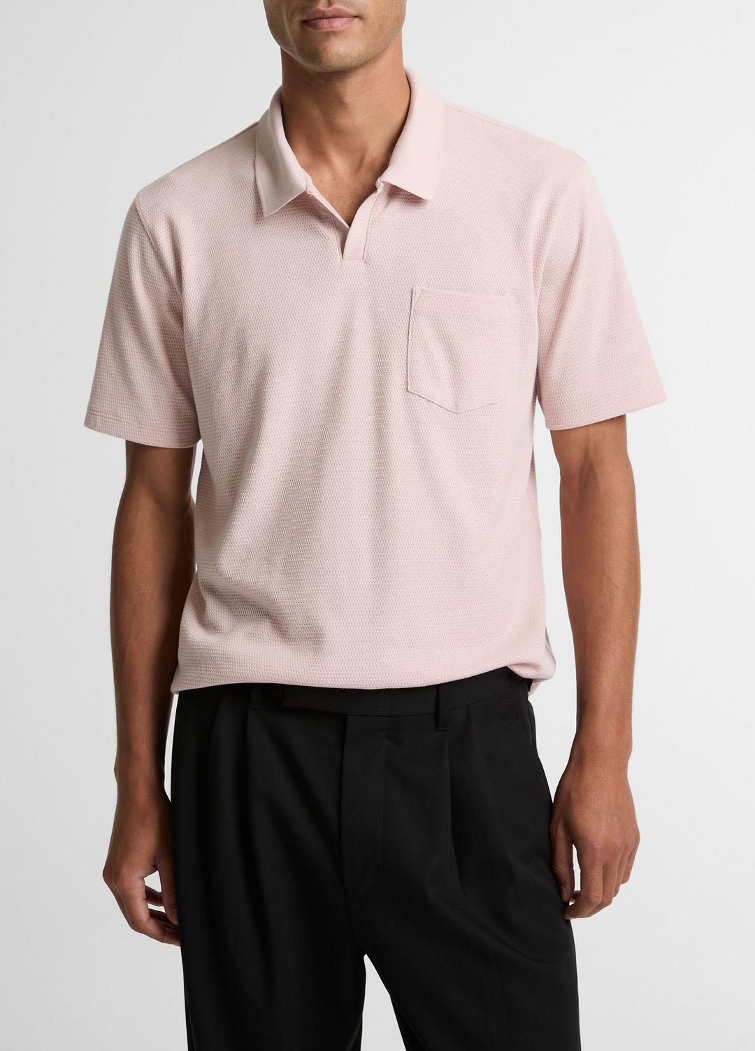 Cotton-Blend Johnny-Collar Polo Shirt in Henleys & Polos - PARADISE