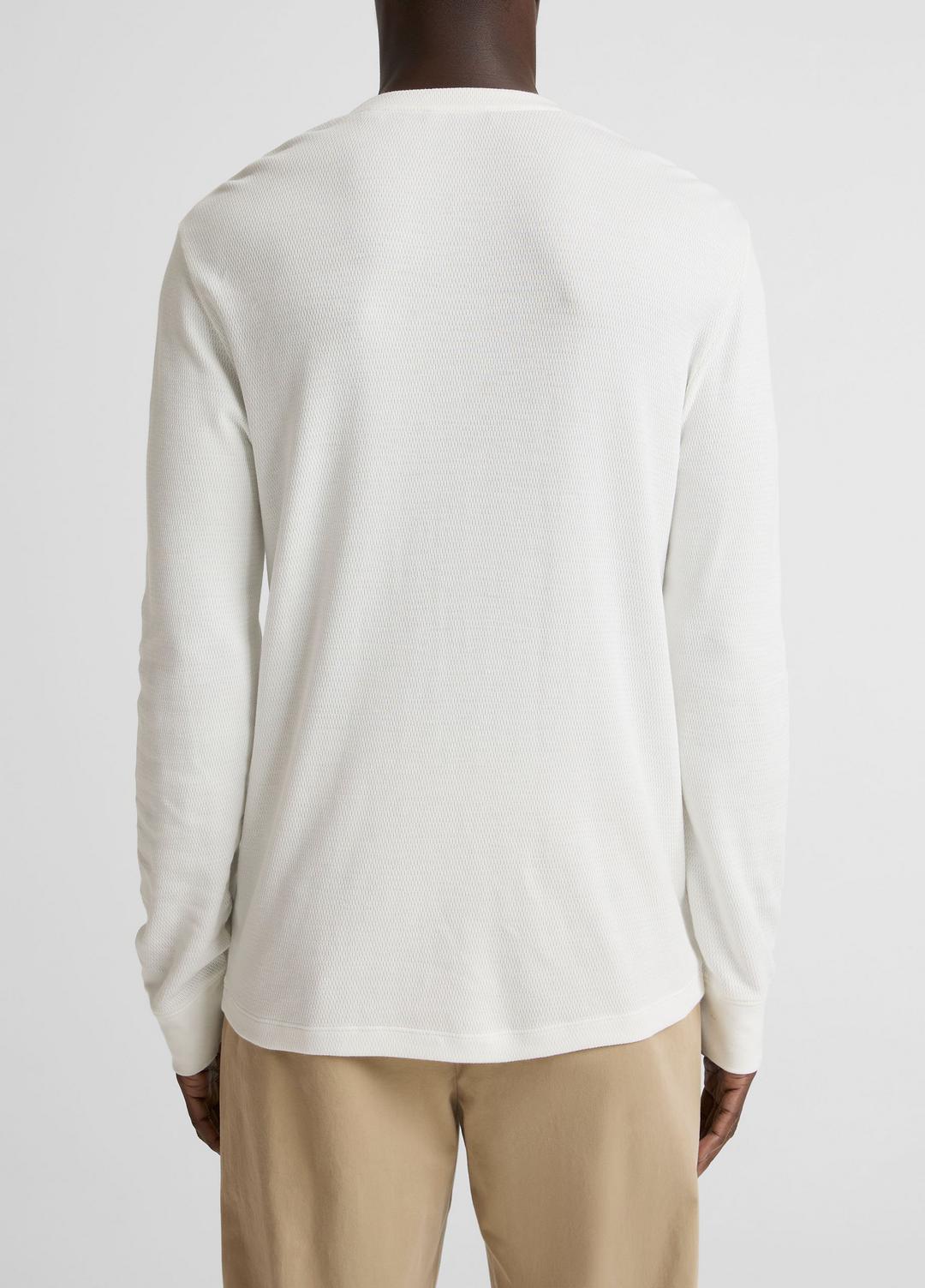 Jacquard-Rib Cotton Henley in Long Sleeve - OFF WHITE