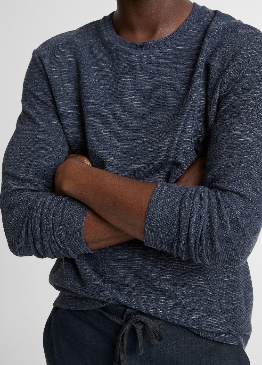 Double-Knit Cotton-Blend Long-Sleeve Shirt in Long Sleeve - HEATHER COASTAL BLUE