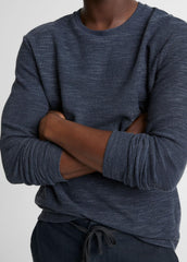 Double-Knit Cotton-Blend Long-Sleeve Shirt in Long Sleeve - HEATHER COASTAL BLUE