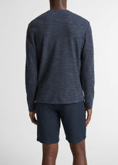 Double-Knit Cotton-Blend Long-Sleeve Shirt in Long Sleeve - HEATHER COASTAL BLUE