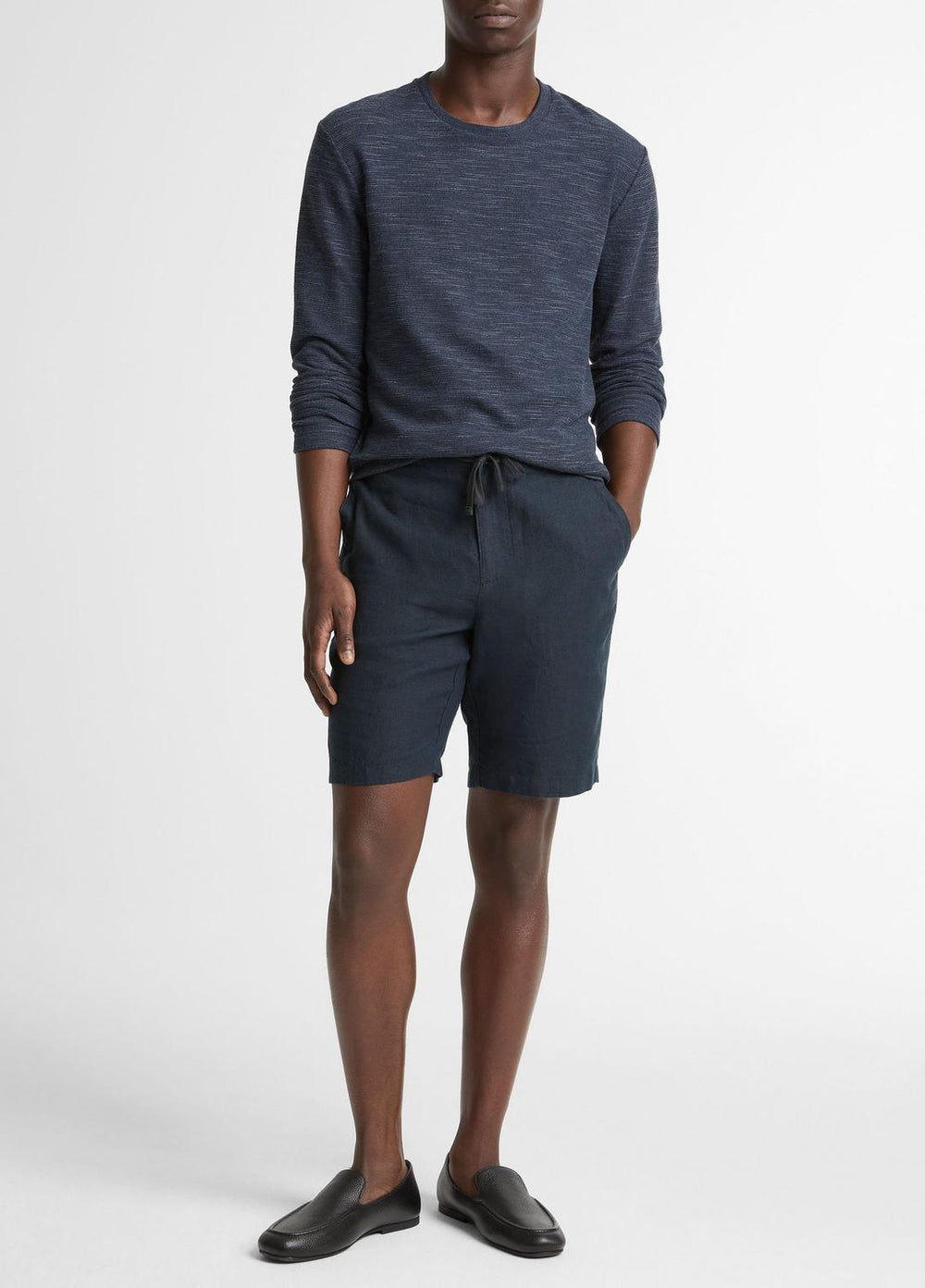 Double-Knit Cotton-Blend Long-Sleeve Shirt in Long Sleeve - HEATHER COASTAL BLUE